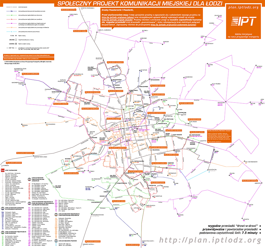 Społeczny Projekt Komunikacji Miejskiej Dla Łodzi - mapa